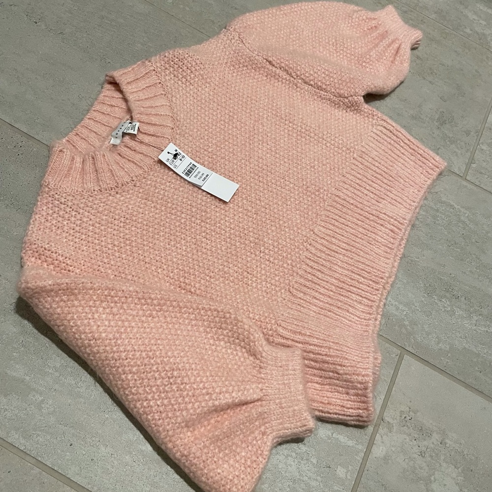 Topshop cropped pink knit sweater